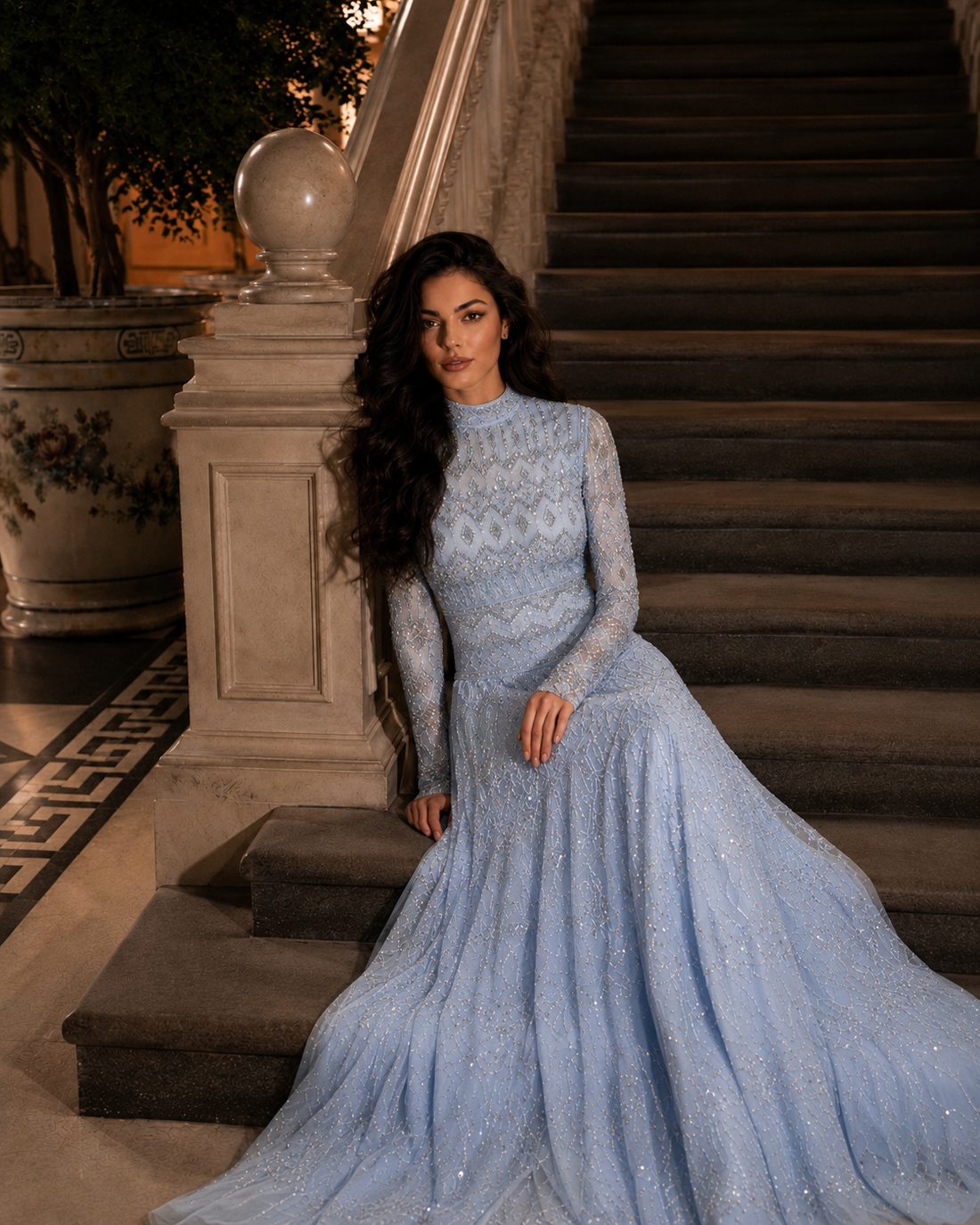 Couture Reem Evening Dress - Blue