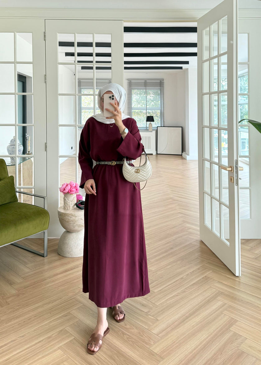 Tencel Basic Maxi Dress - Burgundy