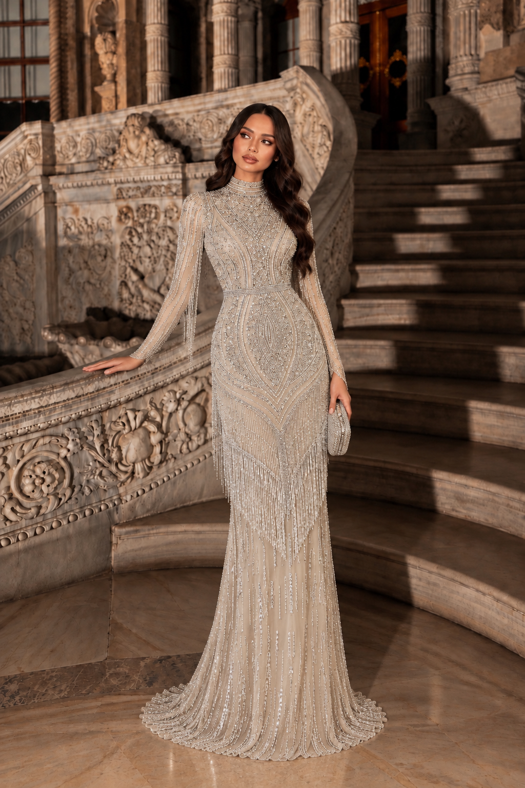 Sultana Tassel Couture Dress - Silver