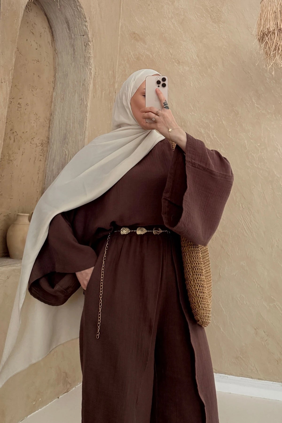 Relaxed Fit Brown Muslin Jumpsuit