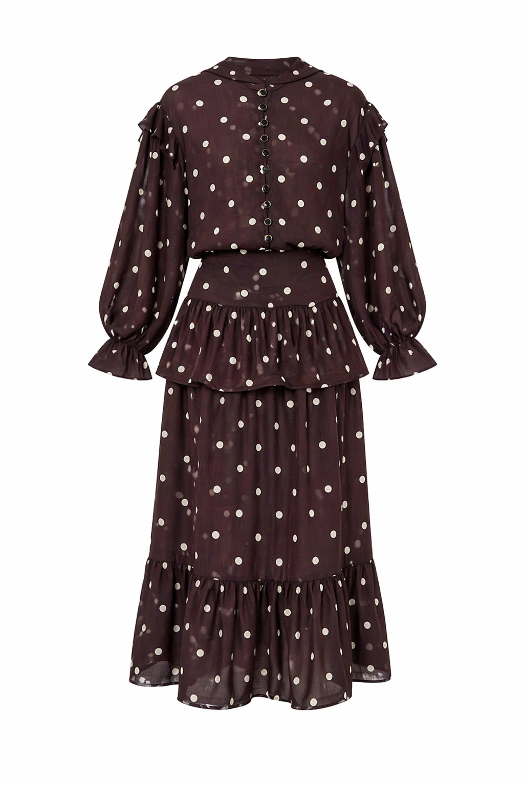 Dark Brown Polka Dot Shirt and Skirt Se