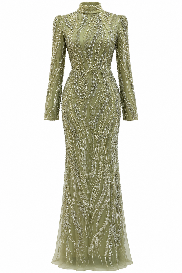 Isolde Modest Evening Dress - Green
