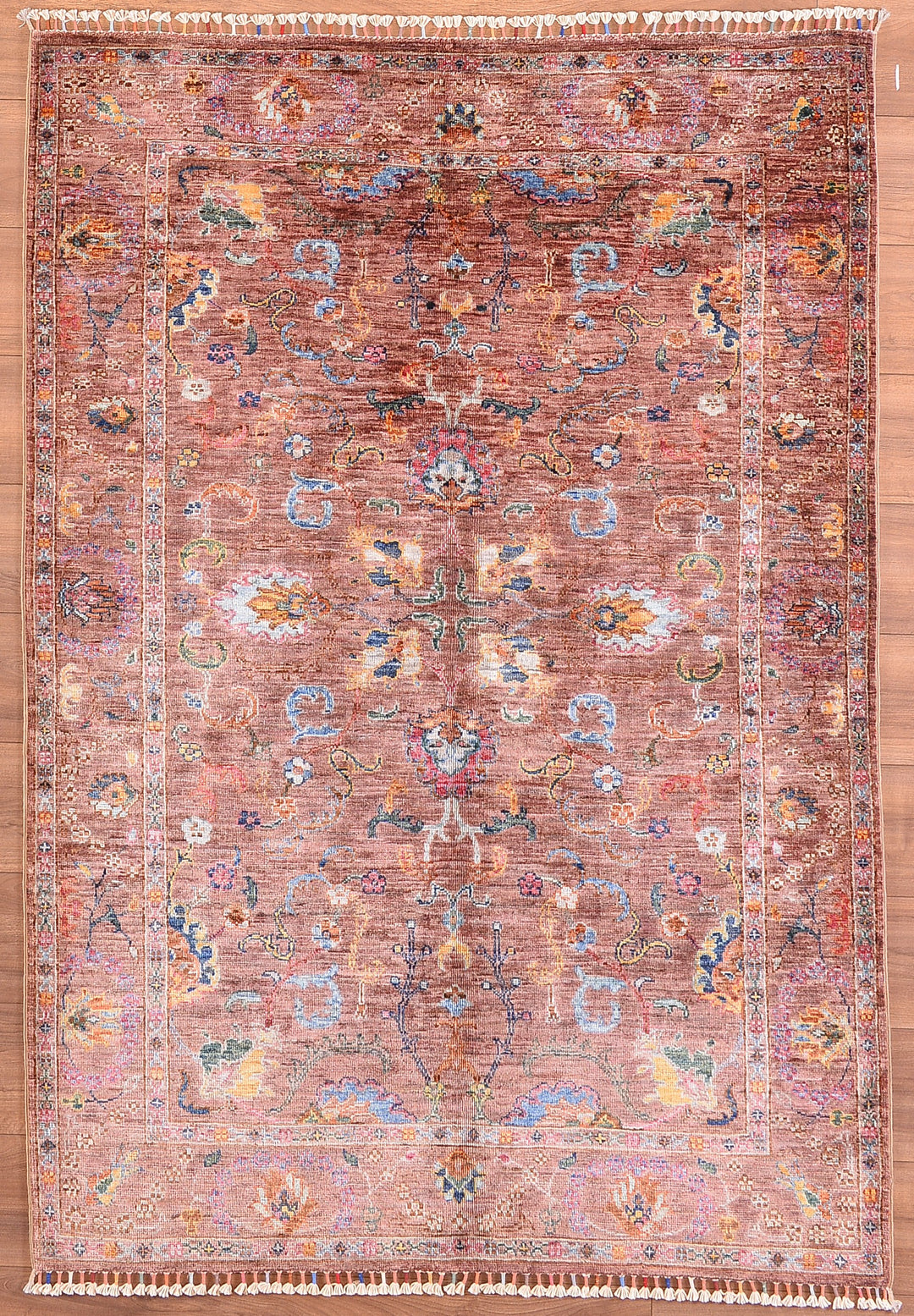 SULTANİ BİNBİRGECE ORJİNAL EL DOKUMASI KİREMİT KÖK BOYA YÜN HALI 127X181 2.30 METREKARE - 4X6 FT