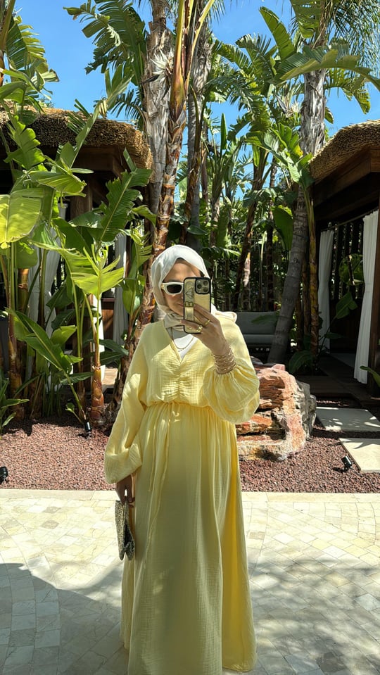 Yellow Lightweight Muslin Maxi Dres