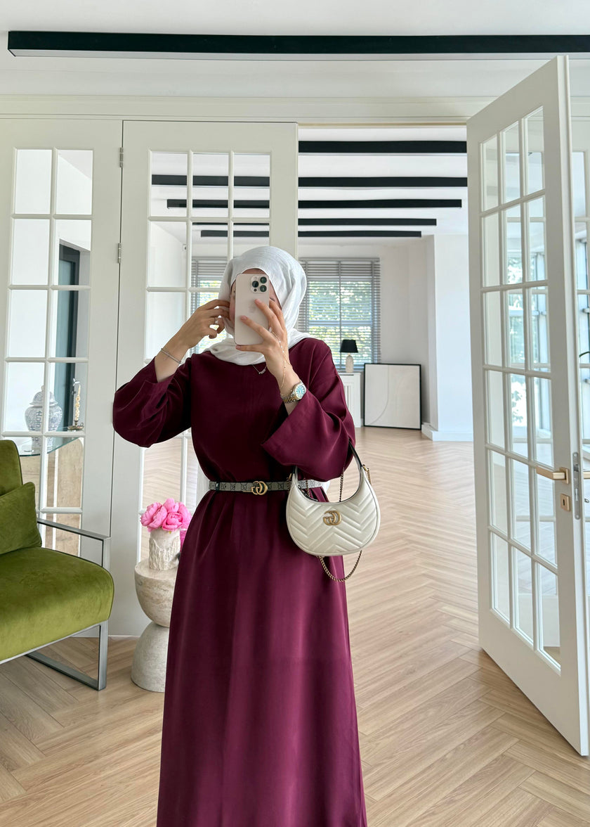 Tencel Basic Maxi Dress - Burgundy