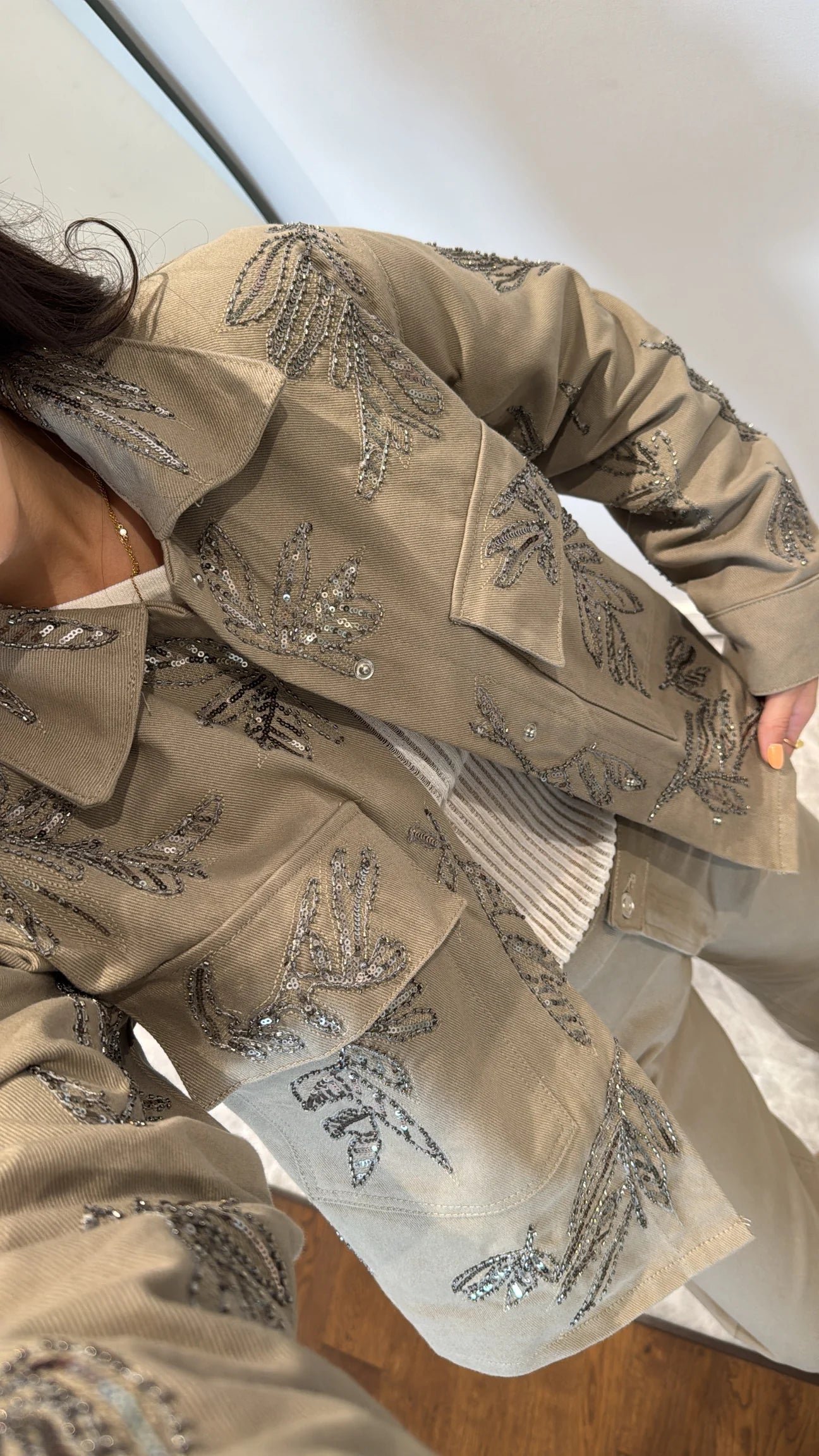 Embroidered Khaki Jacket