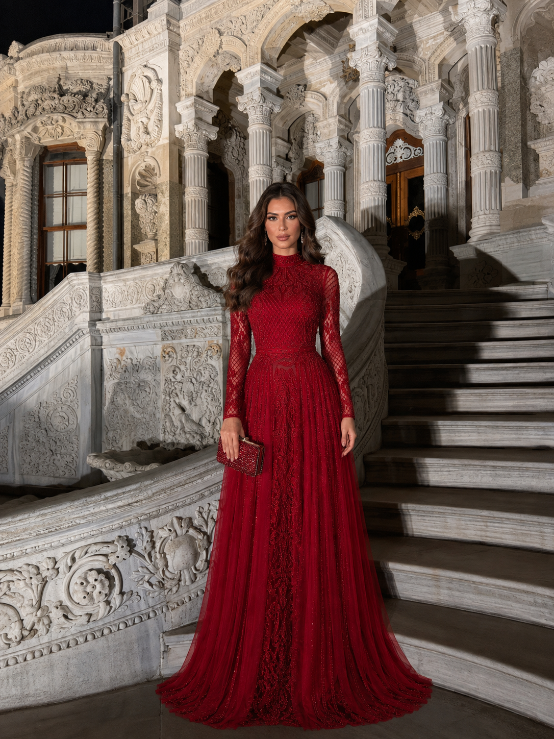 Couture Roxelana Evening Dress - Red