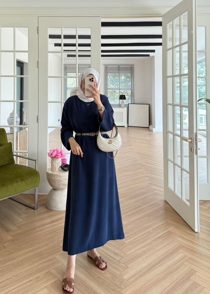 Tencel Basic Maxi Dress - Navy Blue