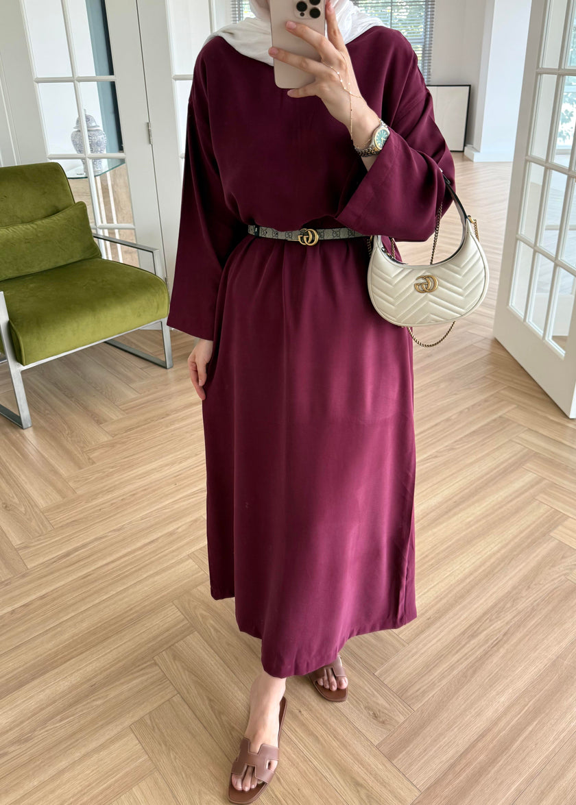 Tencel Basic Maxi Dress - Burgundy