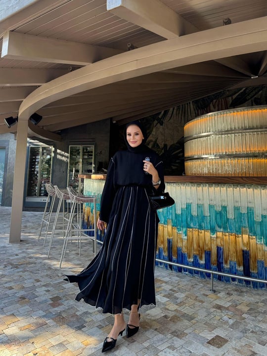 Black Pleated Maxi Skirt and Top Set