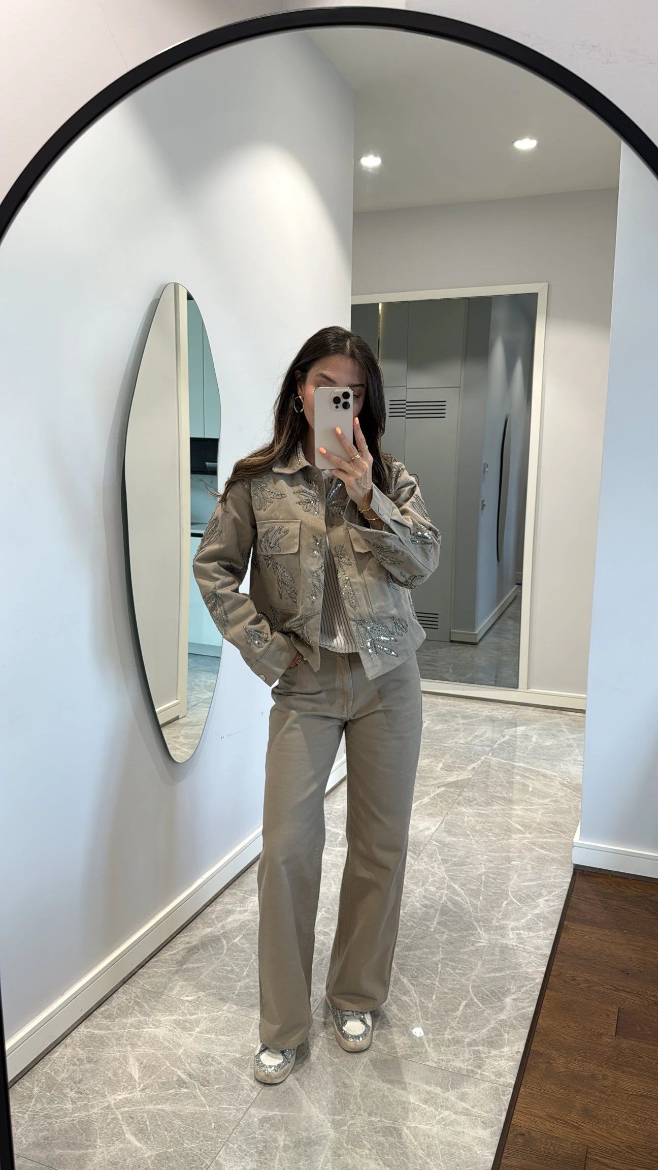 Embroidered Khaki Jacket