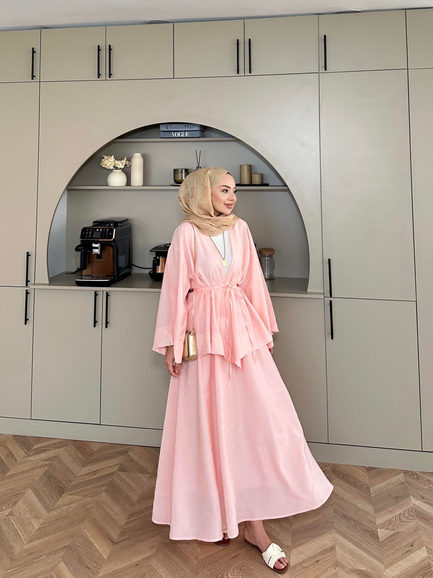 Pink Modal Kimono and Skirt Set