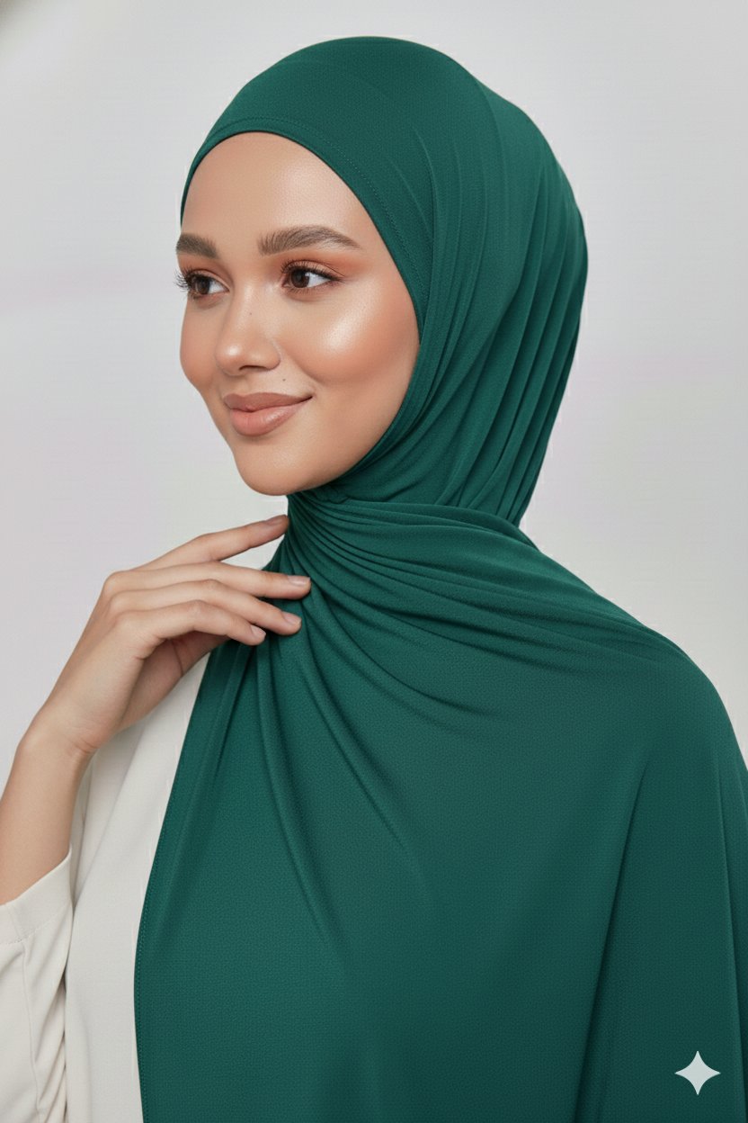 Emerald Green Premium Viscose Jersey Shawl | Luxurious Drape, Non-Slip Fabric