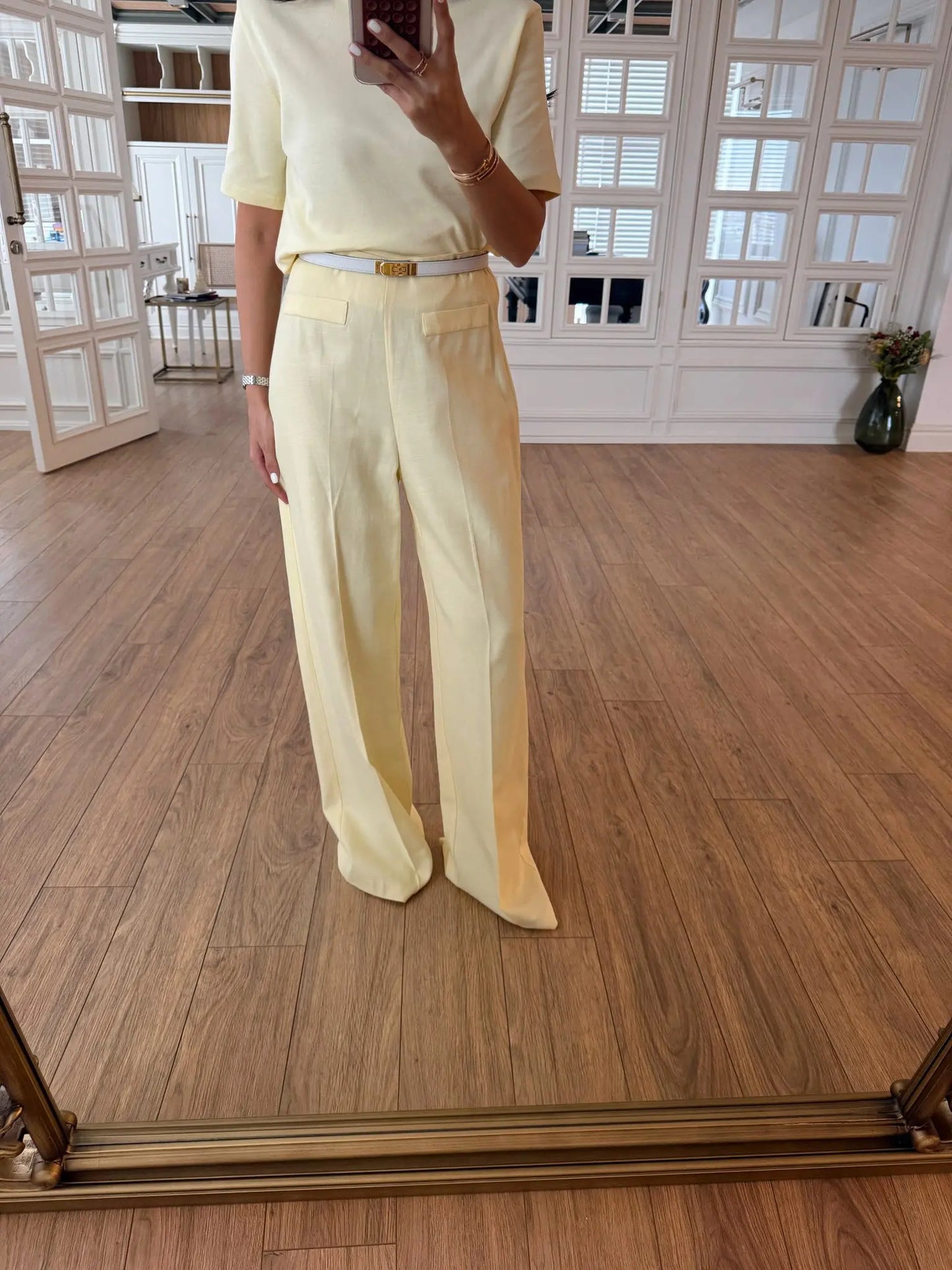 Cotton wide-leg pants with pocket details