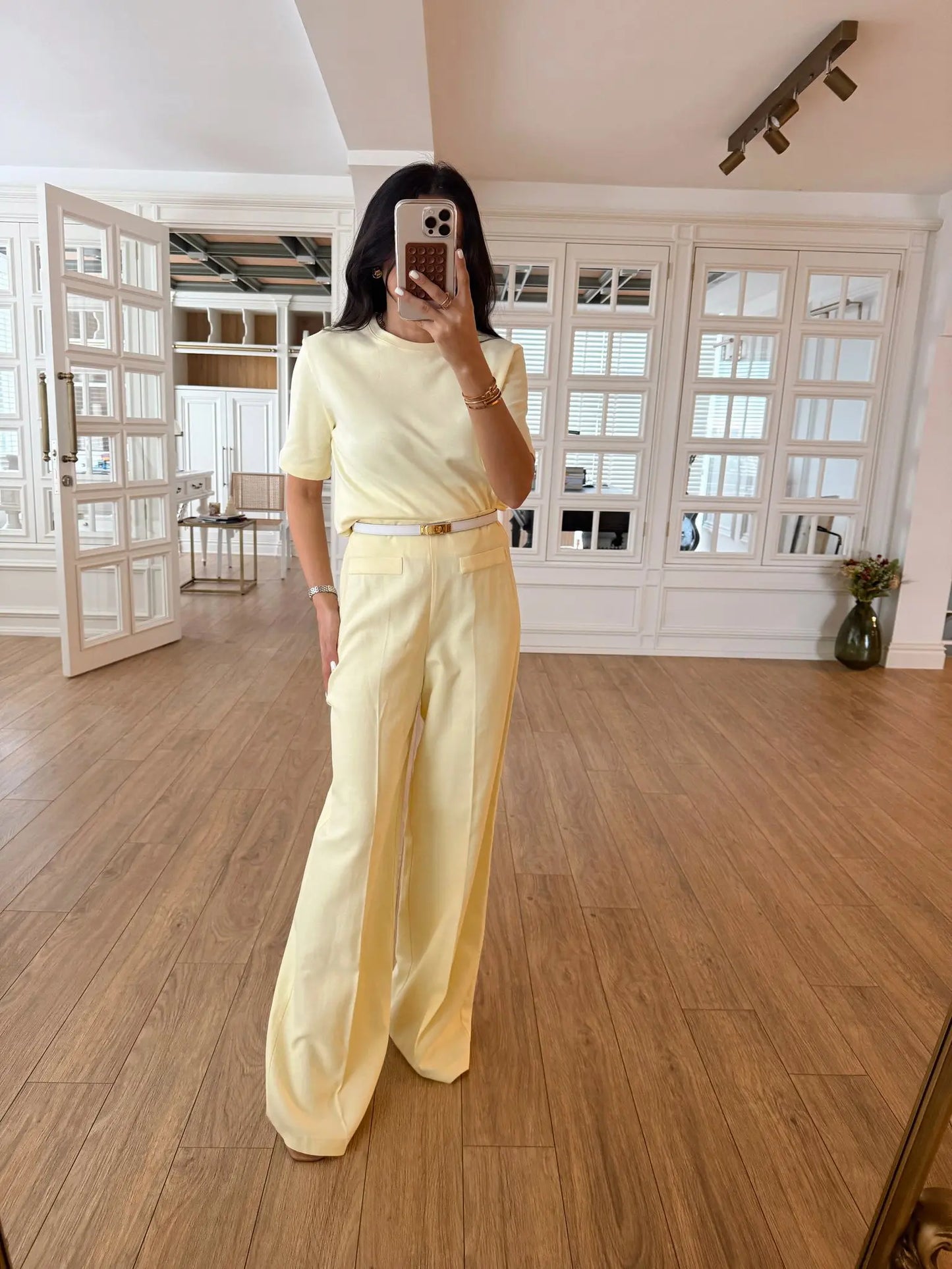 Cotton wide-leg pants with pocket details