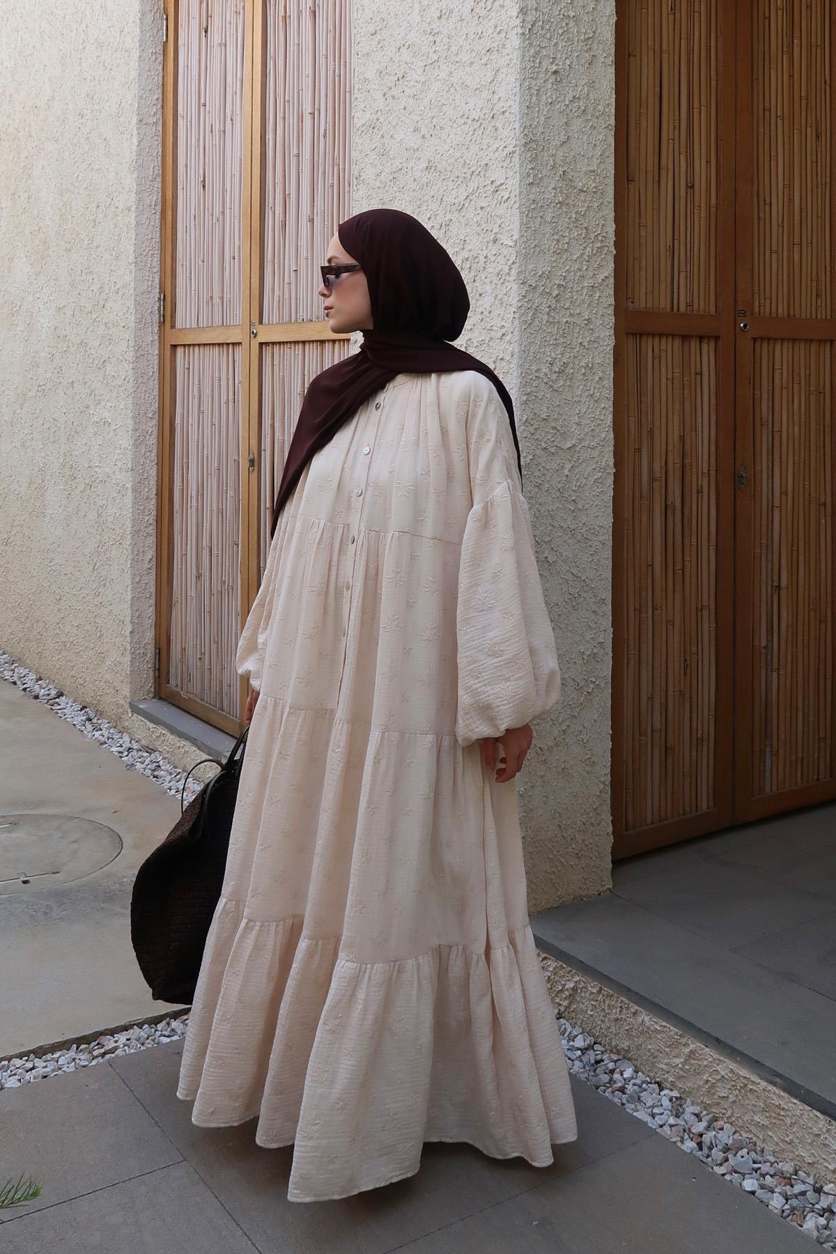 Oversized Muslin Shirt Maxi Dress – Cream