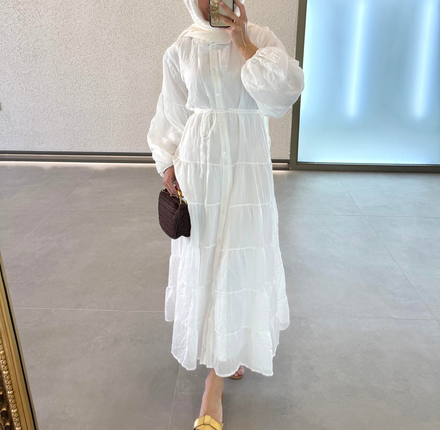 Crushed White Maxi Dress