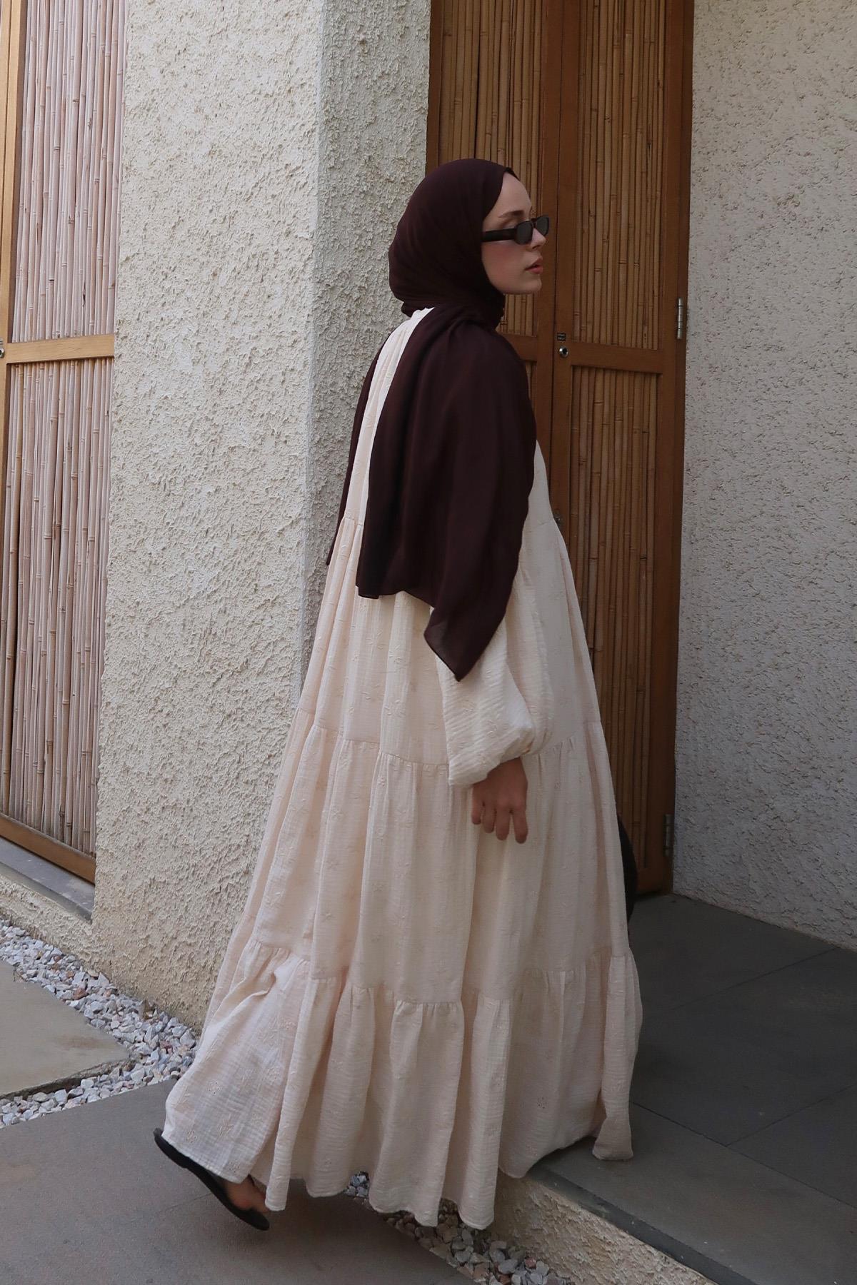 100% Cotton Broderie Pattern Maxi Dress