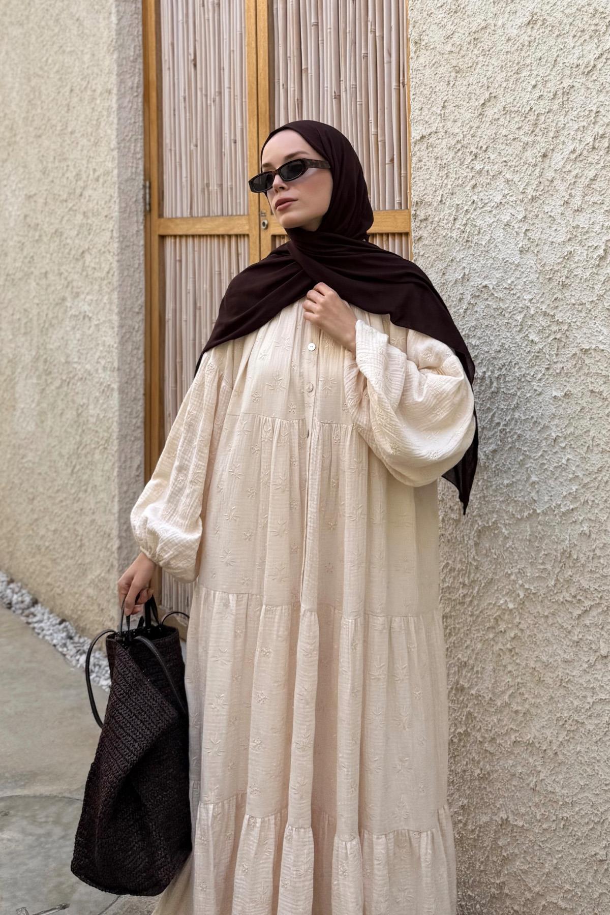 100% Cotton Broderie Pattern Maxi Dress