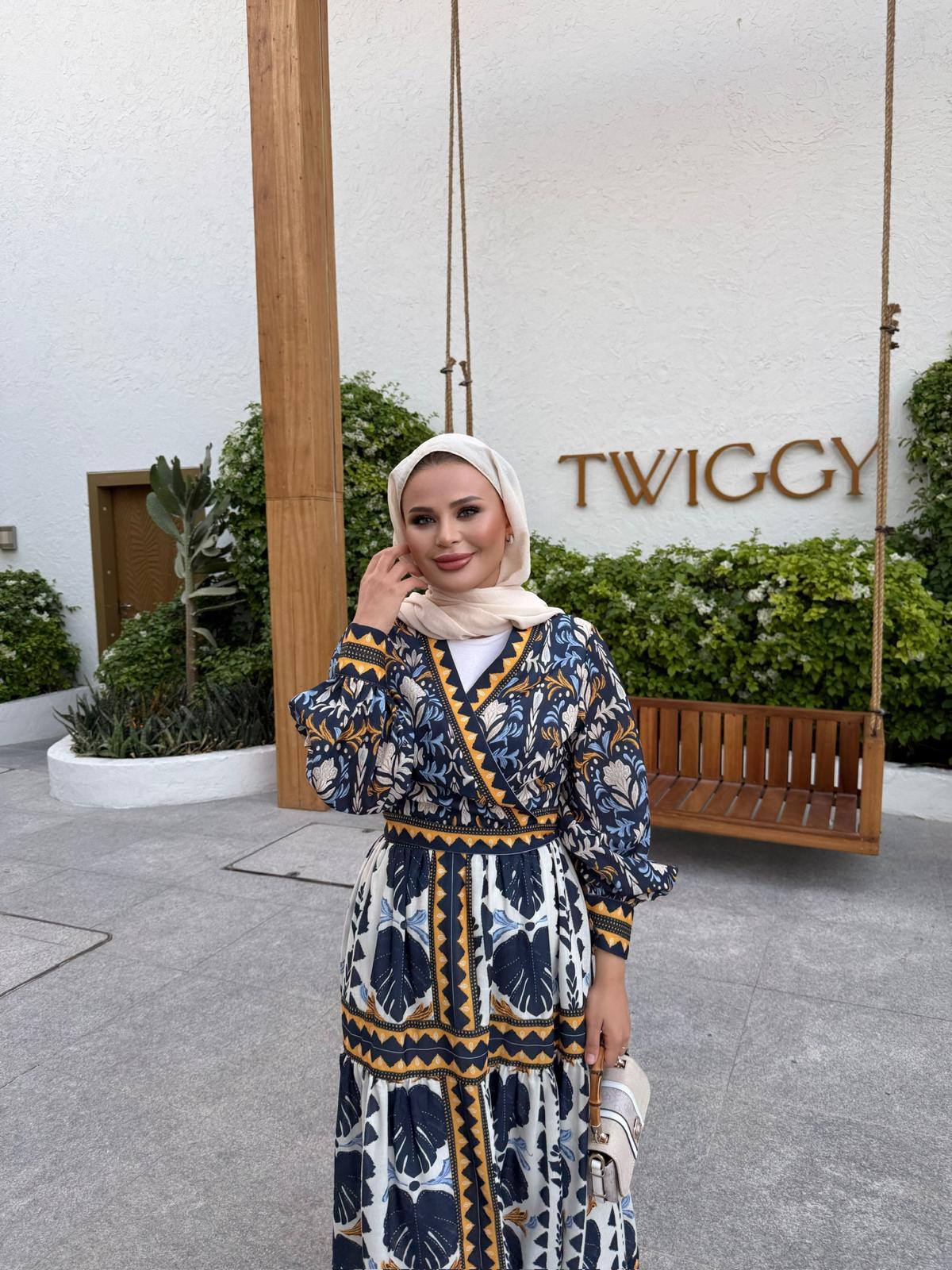 African Print Kimono & Skirt Set – Blue