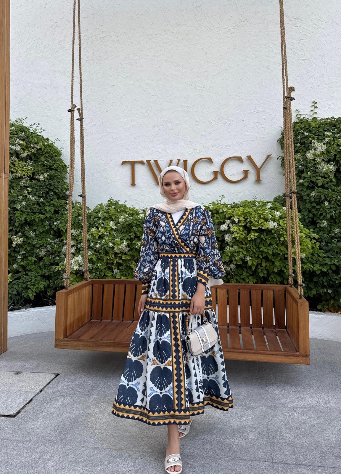 African Print Kimono & Skirt Set – Blue