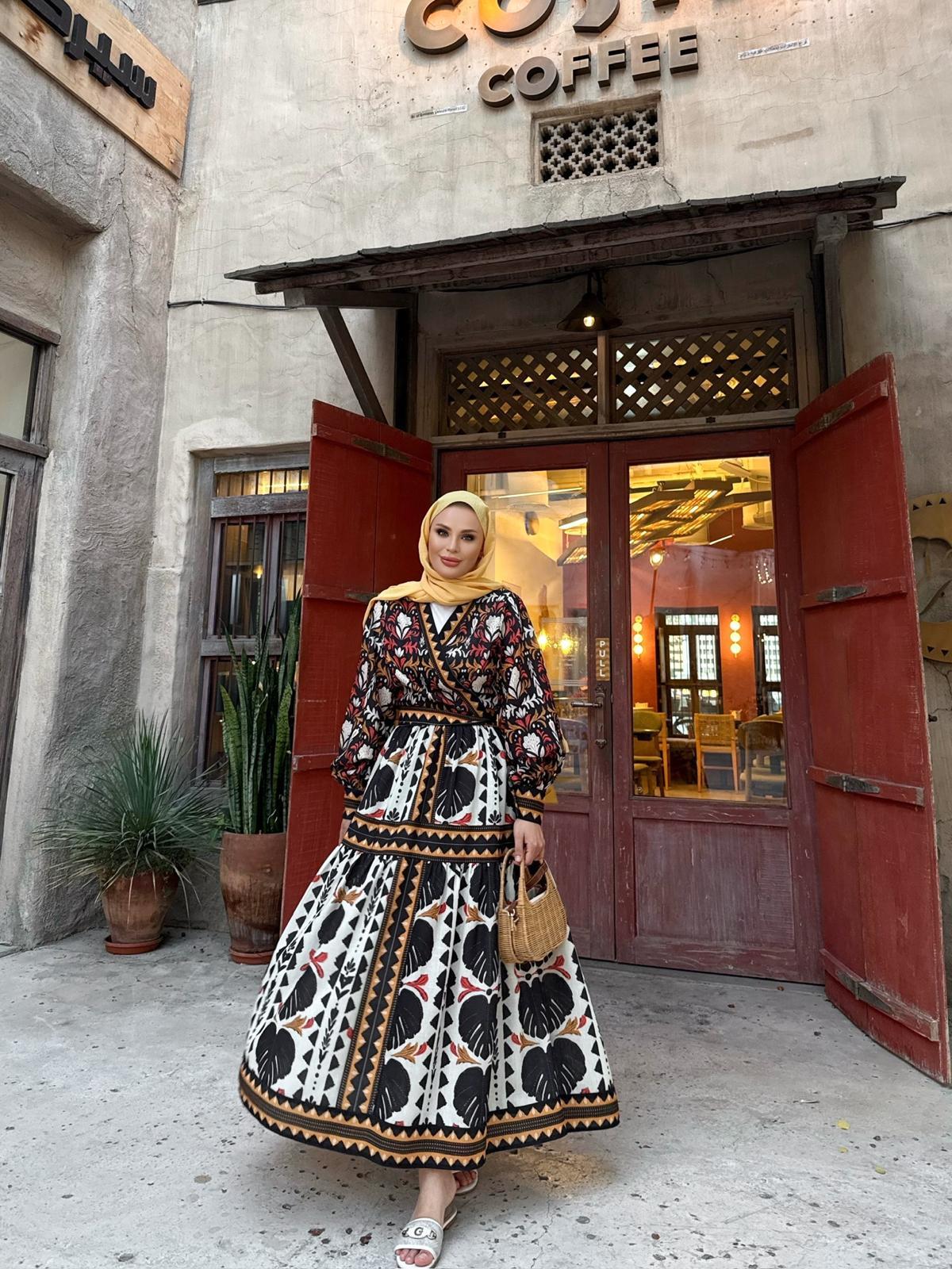 African Print Kimono & Skirt Set – Rust