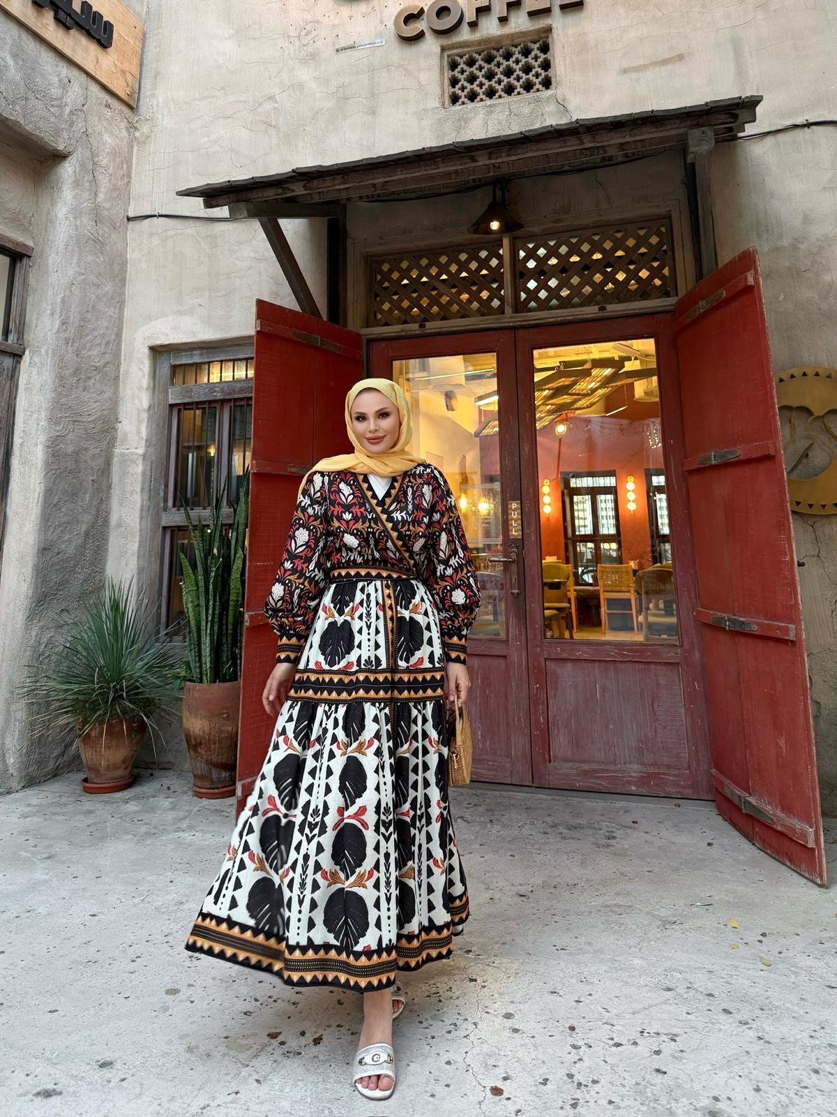 African Print Kimono & Skirt Set – Rust