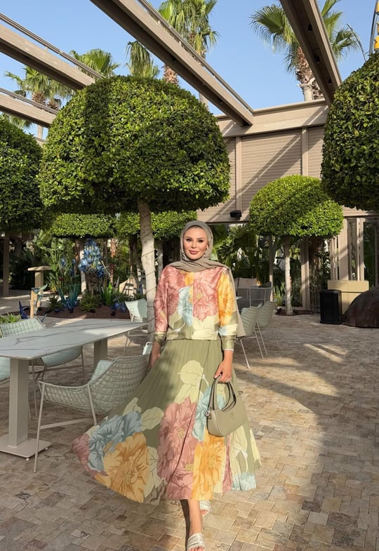 Floral Green Pleated Set