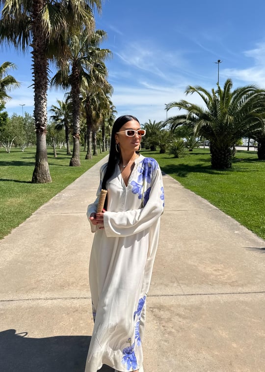 Lotus Off-White Viscose Maxi Oversized Dress