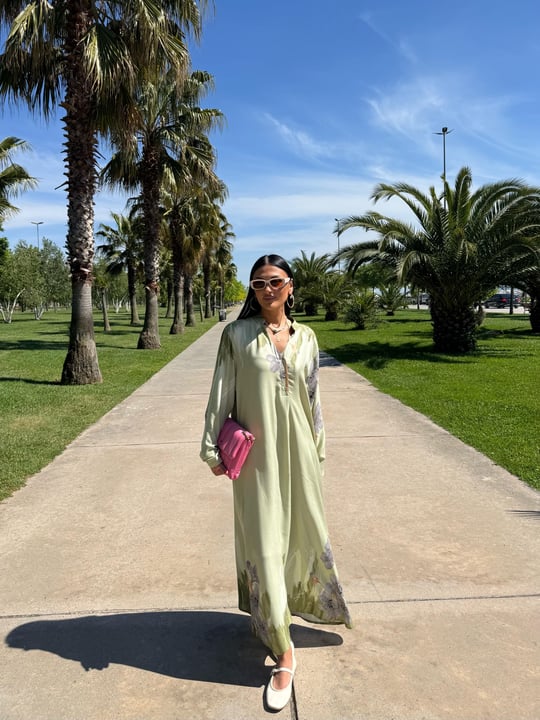 Lotus Green Viscose Maxi Oversized Dress