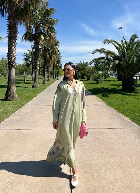 Lotus Green Viscose Maxi Oversized Dress