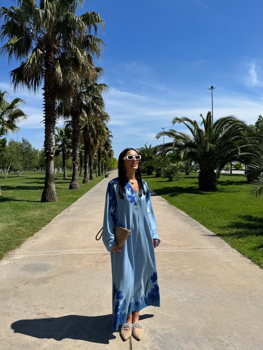 Lotus Blue Viscose Maxi Oversized Dress