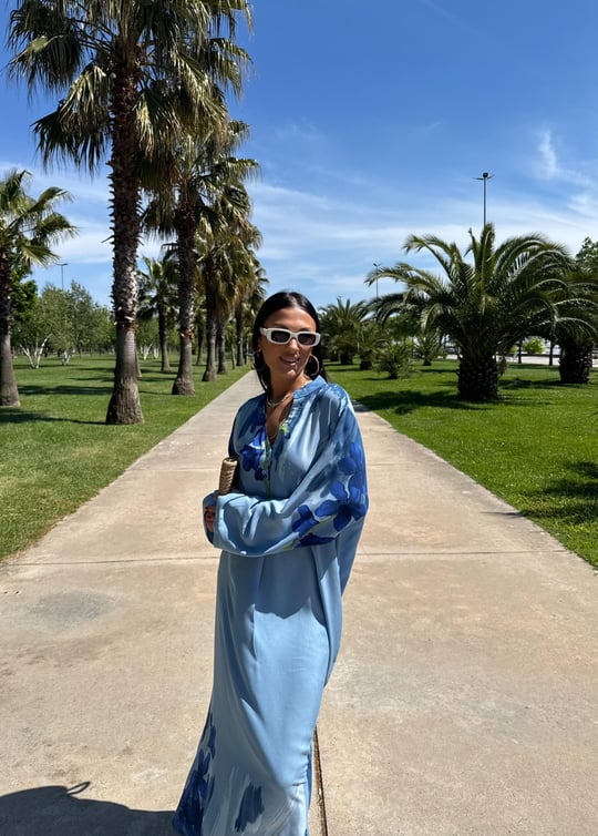 Lotus Blue Viscose Maxi Oversized Dress