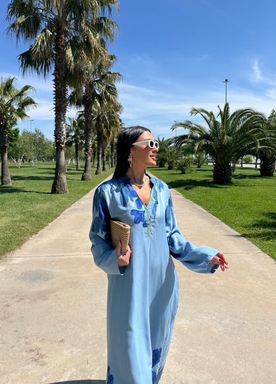 Lotus Blue Viscose Maxi Oversized Dress