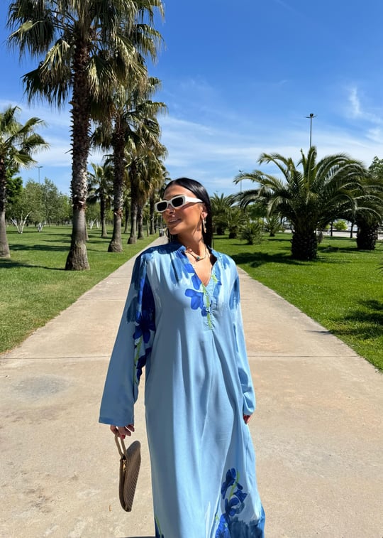 Lotus Blue Viscose Maxi Oversized Dress