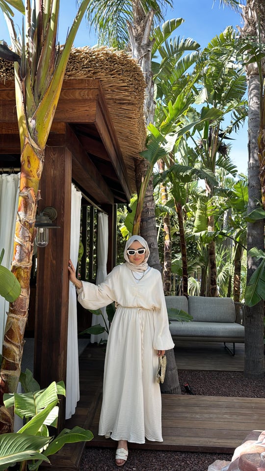 Off-White Lightweight Muslin Maxi Dres