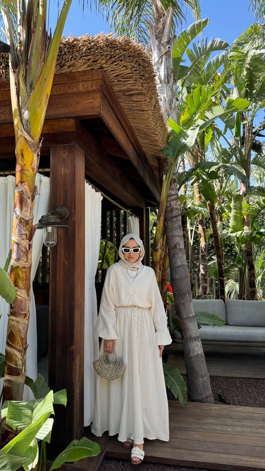 Off-White Lightweight Muslin Maxi Dres