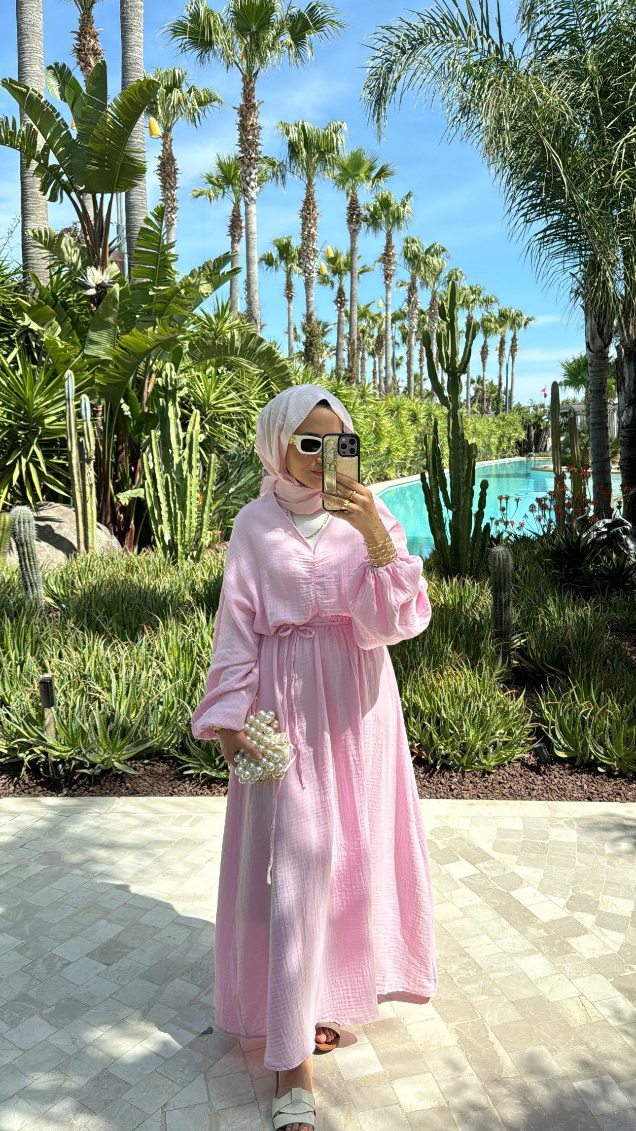 Blush Pink Lightweight Muslin Maxi Dres