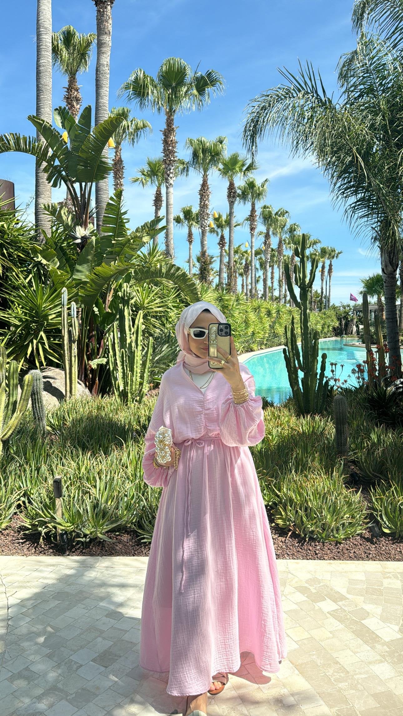 Blush Pink Lightweight Muslin Maxi Dres