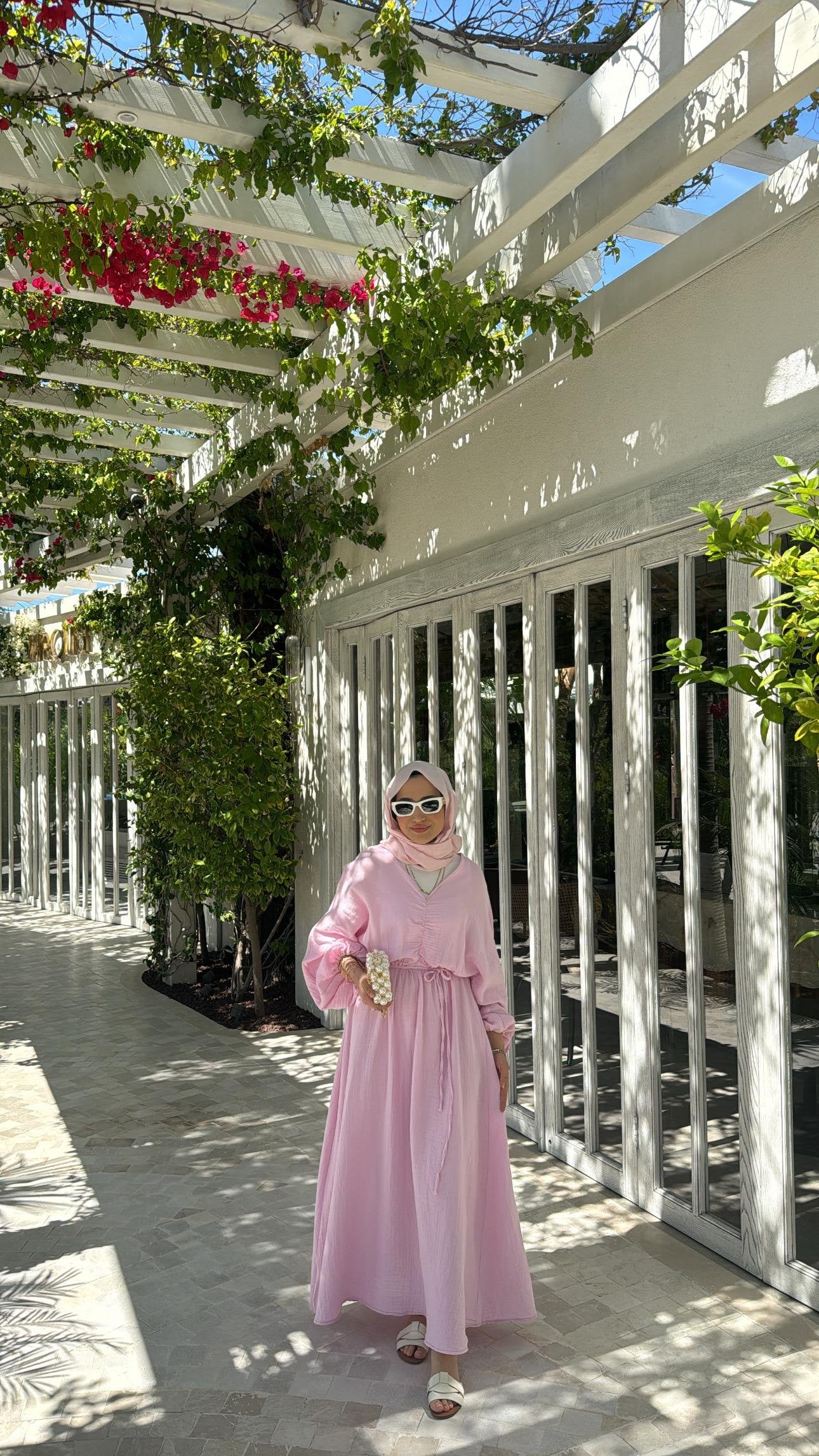 Blush Pink Lightweight Muslin Maxi Dres