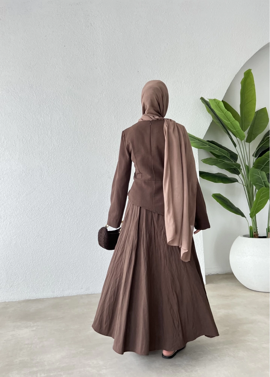 Brown Asymmetric Linen Co-Ord Set-PRE ORDER