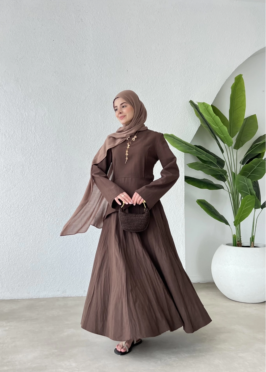 Brown Asymmetric Linen Co-Ord Set-PRE ORDER