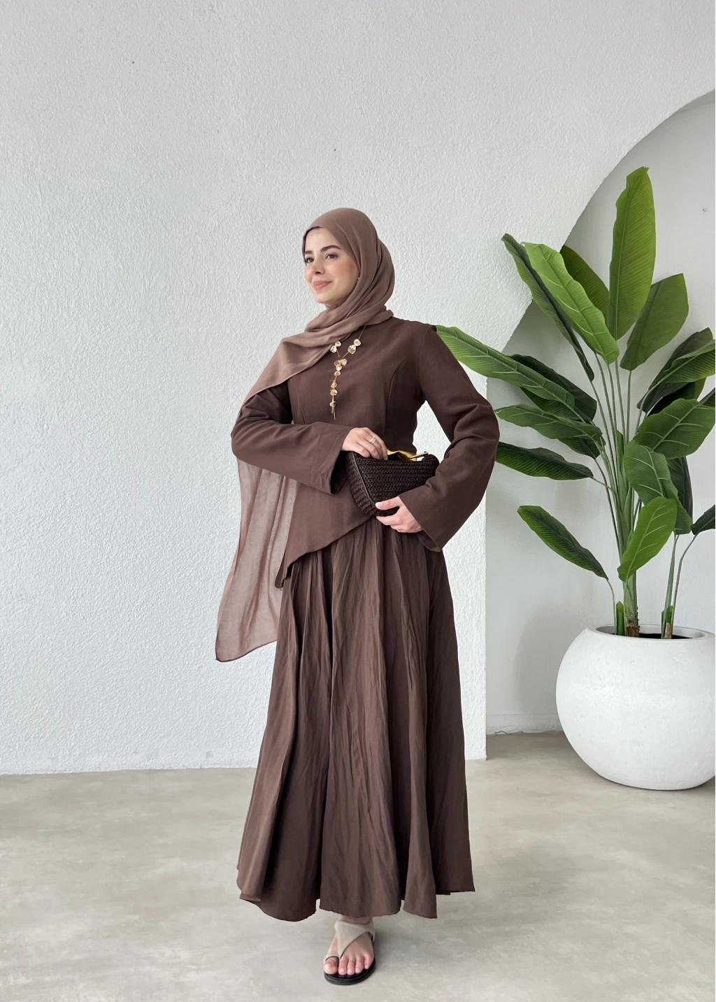 Brown Asymmetric Linen Co-Ord Set-PRE ORDER