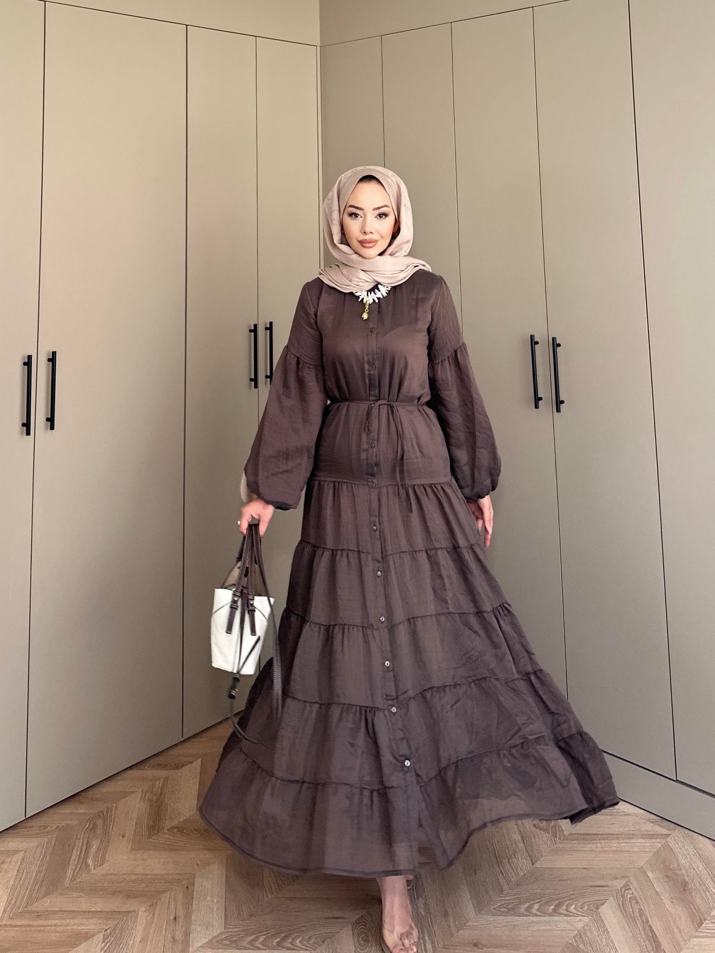 Brown Layered Maxi Dress