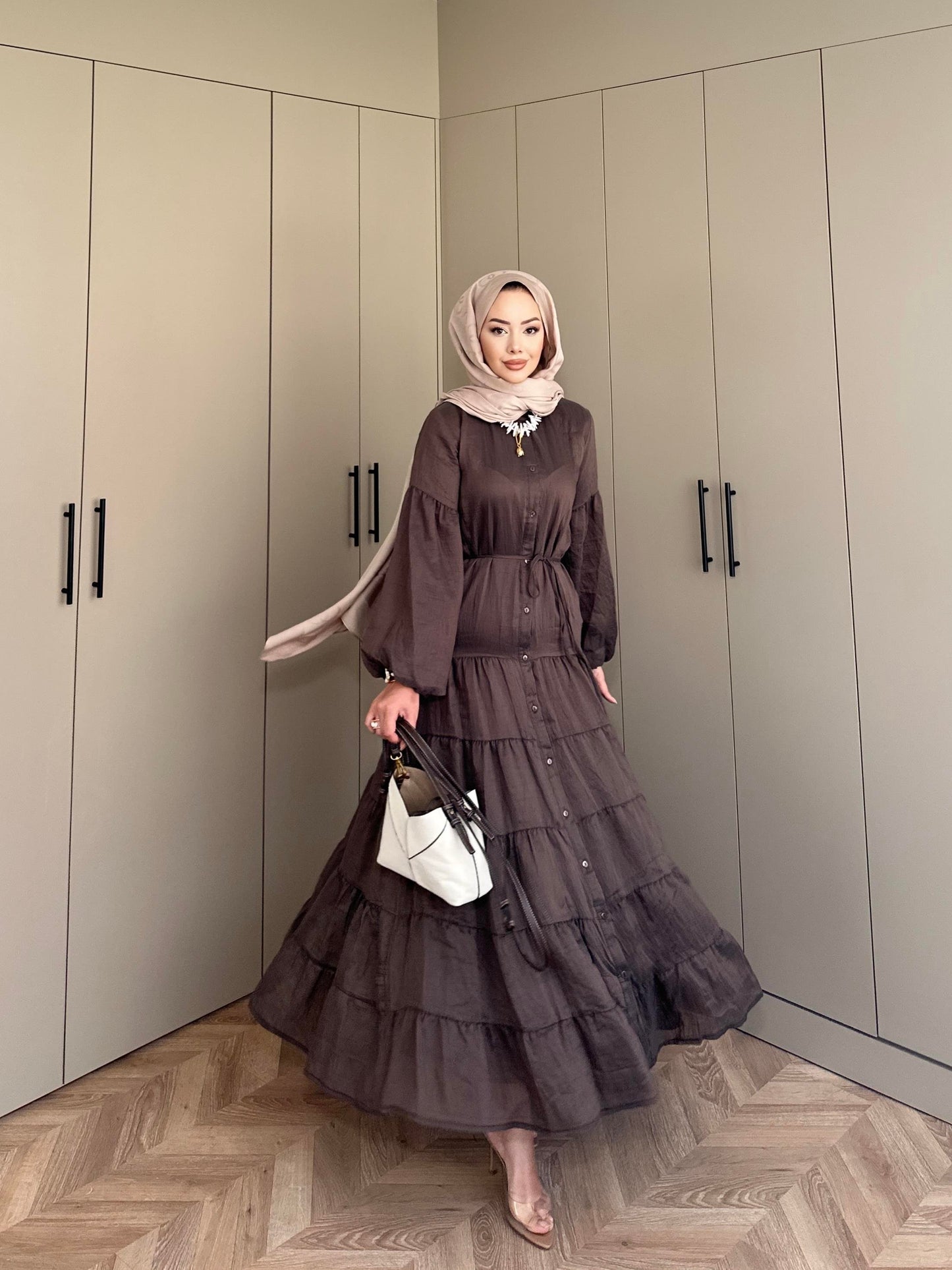 Brown Layered Maxi Dress
