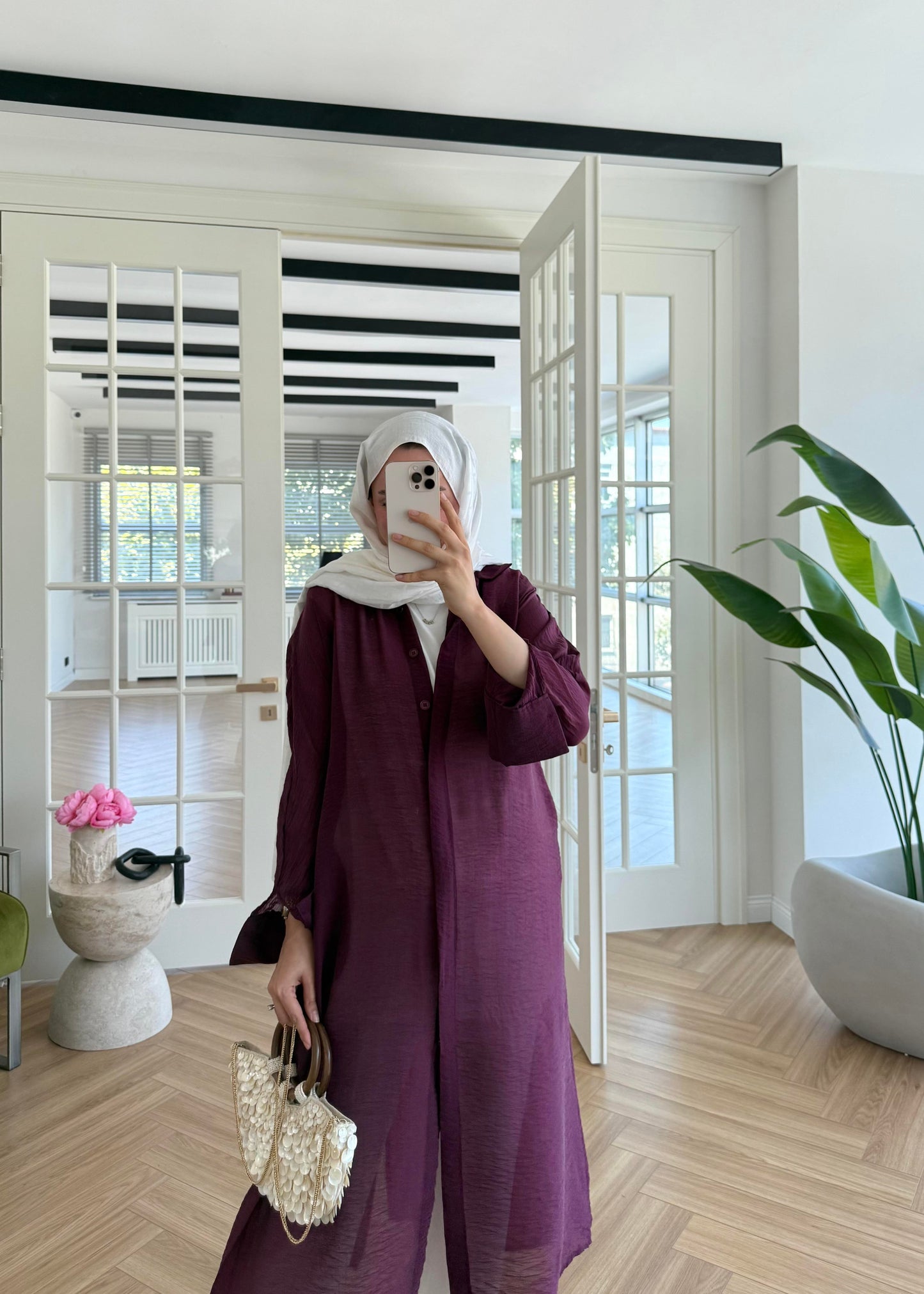 Burgundy Modal Maxi Tunic with Sheer Tulle