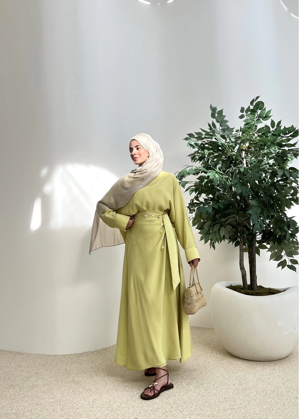 Lime Blouse & Skirt Set – Soft Tencel Fabric