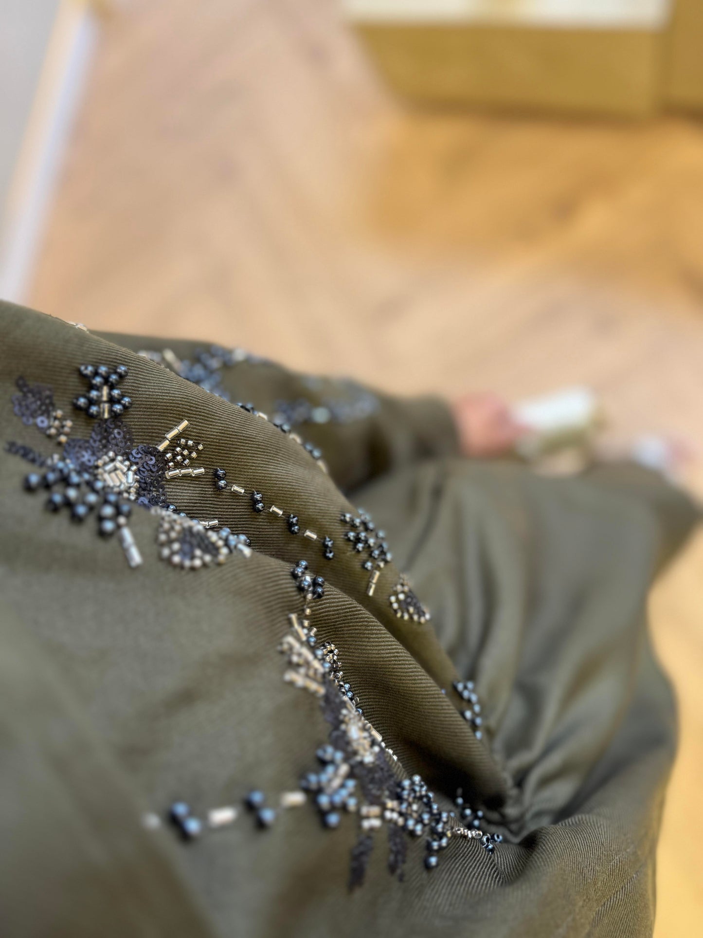 Limited Edition Tencel Set with Bead Embroidery- Khaki