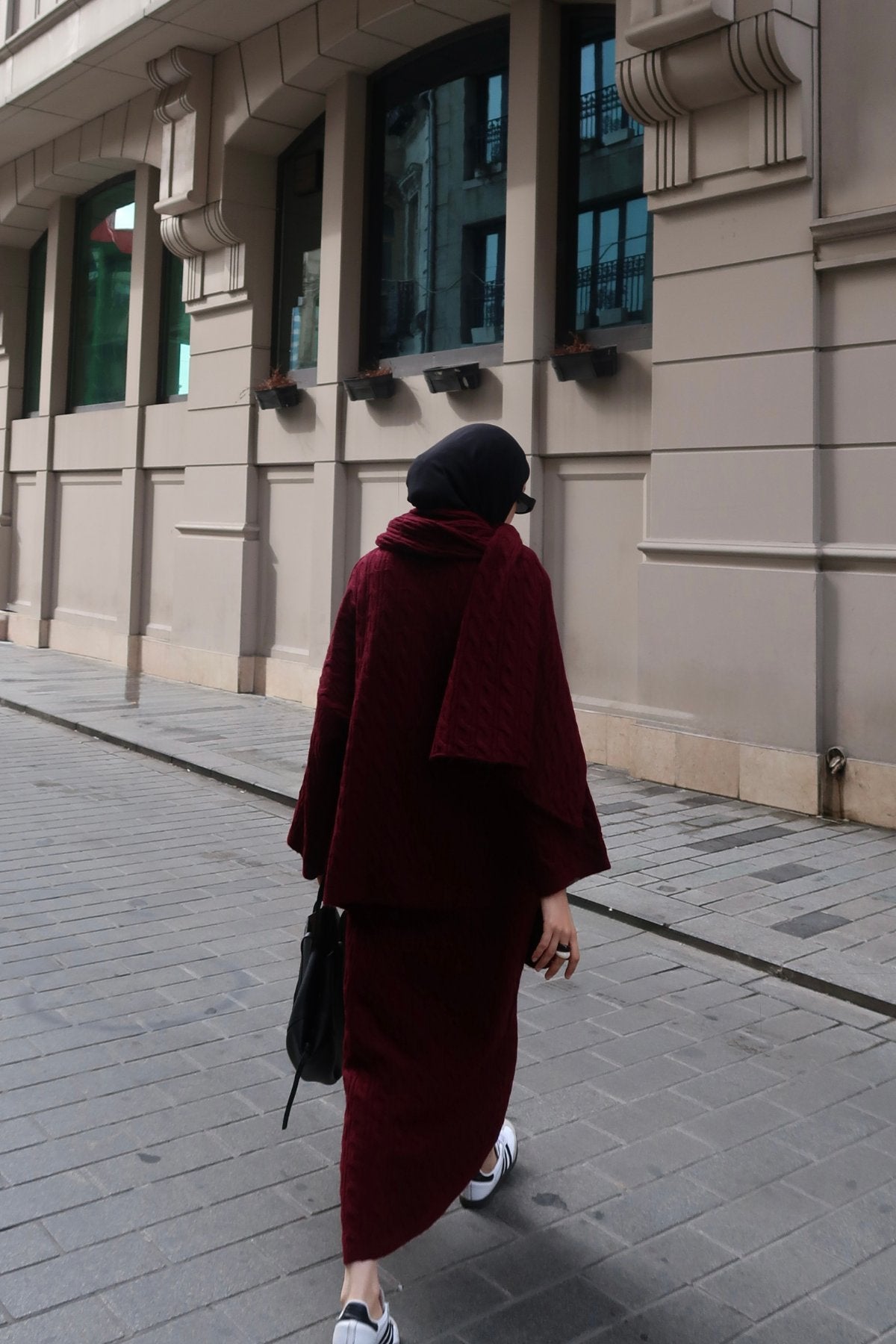 Burgundy Two-Piece Knitwear Outfit