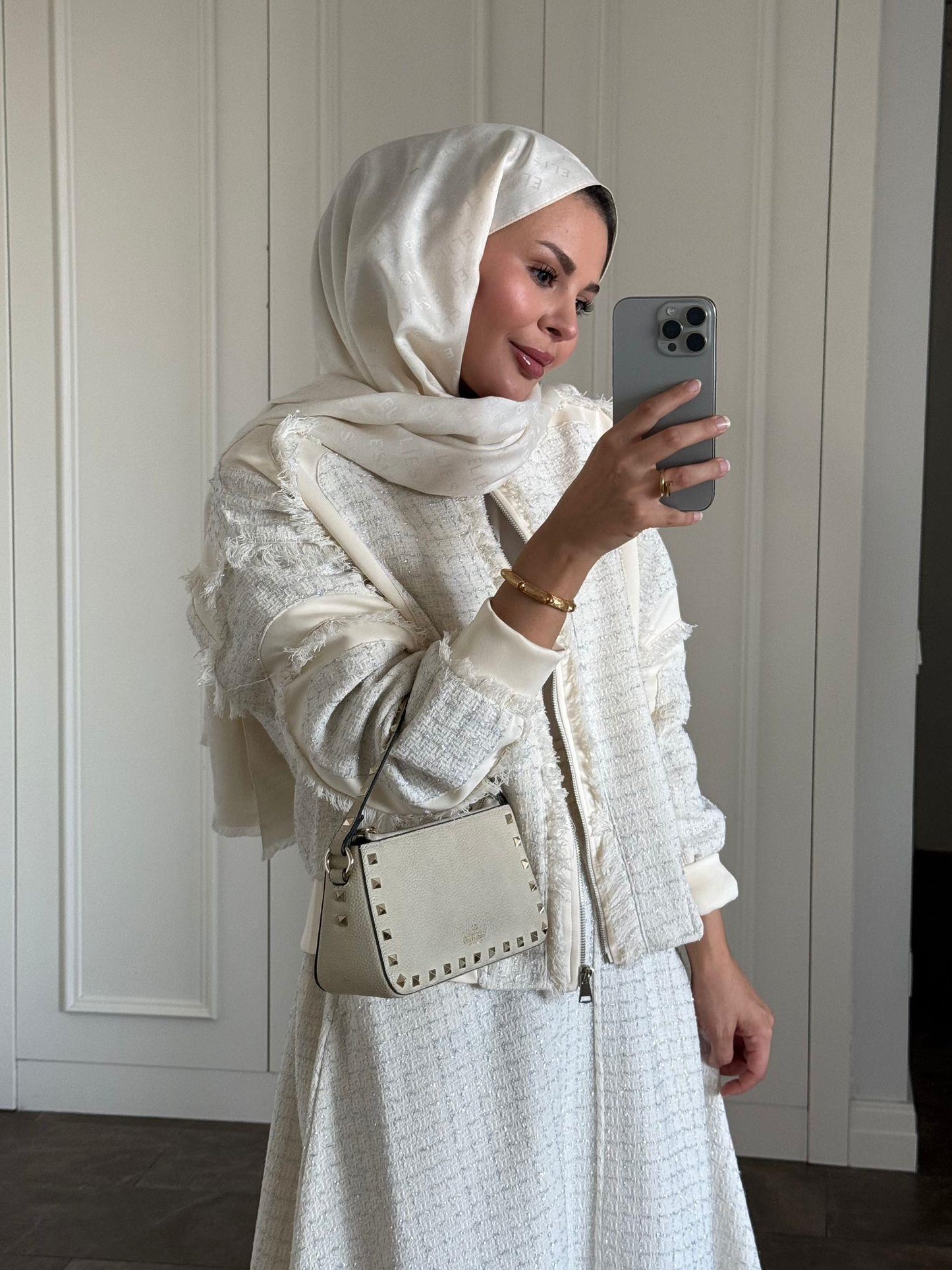 Trim Tweed A-Line Skirt Set – Ecru